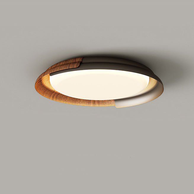 Modern Mid-Century Wabi-Sabi Round Iron Acrylic LED Flush Mount Ceiling Light For Bedroom