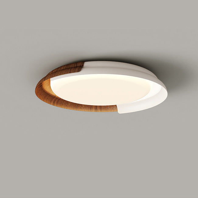 Modern Mid-Century Wabi-Sabi Round Iron Acrylic LED Flush Mount Ceiling Light For Bedroom