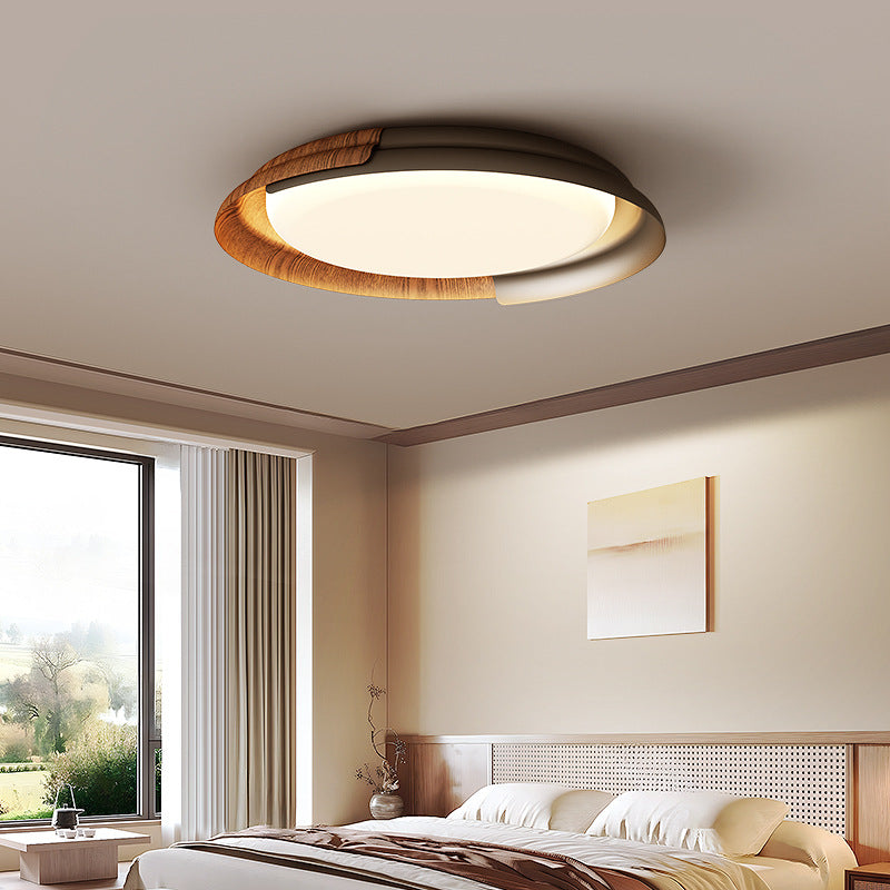 Modern Mid-Century Wabi-Sabi Round Iron Acrylic LED Flush Mount Ceiling Light For Bedroom
