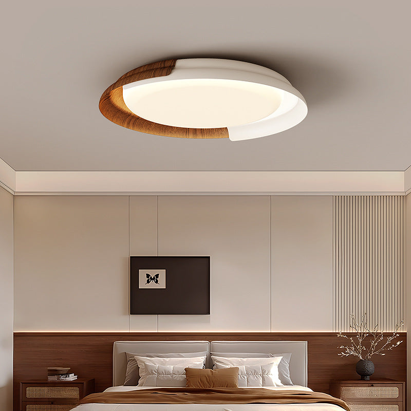 Modern Mid-Century Wabi-Sabi Round Iron Acrylic LED Flush Mount Ceiling Light For Bedroom