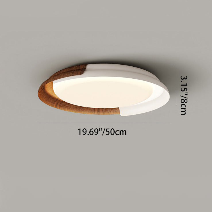 Modern Mid-Century Wabi-Sabi Round Iron Acrylic LED Flush Mount Ceiling Light For Bedroom
