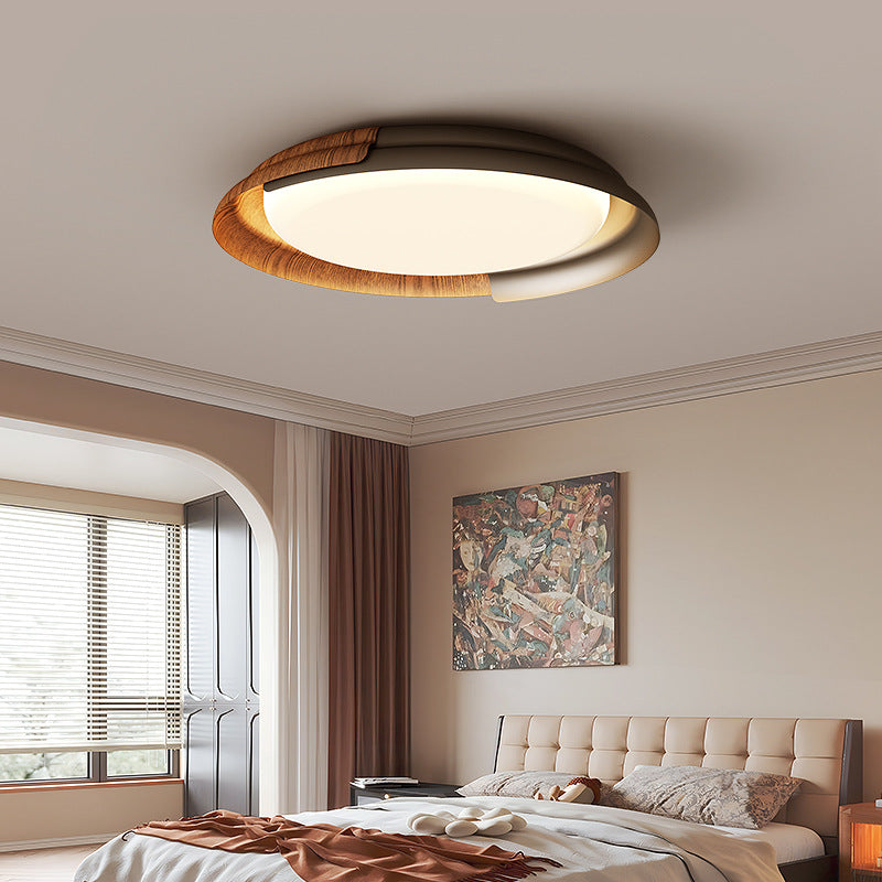 Modern Mid-Century Wabi-Sabi Round Iron Acrylic LED Flush Mount Ceiling Light For Bedroom