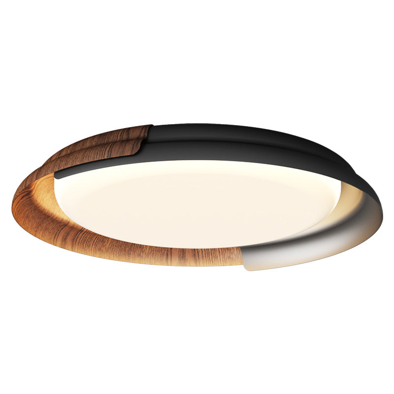 Modern Mid-Century Wabi-Sabi Round Iron Acrylic LED Flush Mount Ceiling Light For Bedroom