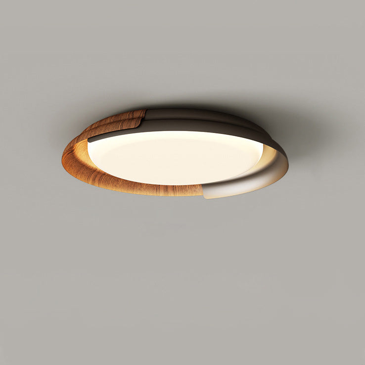 Modern Mid-Century Wabi-Sabi Round Iron Acrylic LED Flush Mount Ceiling Light For Bedroom