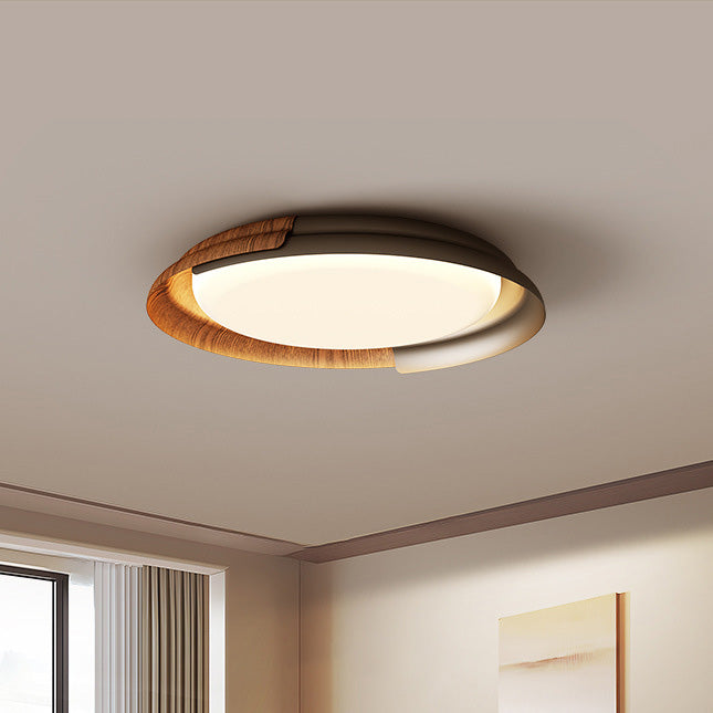 Luz de techo empotrada LED de acrílico de hierro redonda Wabi-Sabi de mediados de siglo moderno para dormitorio 