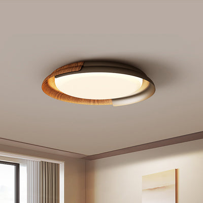 Modern Mid-Century Wabi-Sabi Round Iron Acrylic LED Flush Mount Ceiling Light For Bedroom