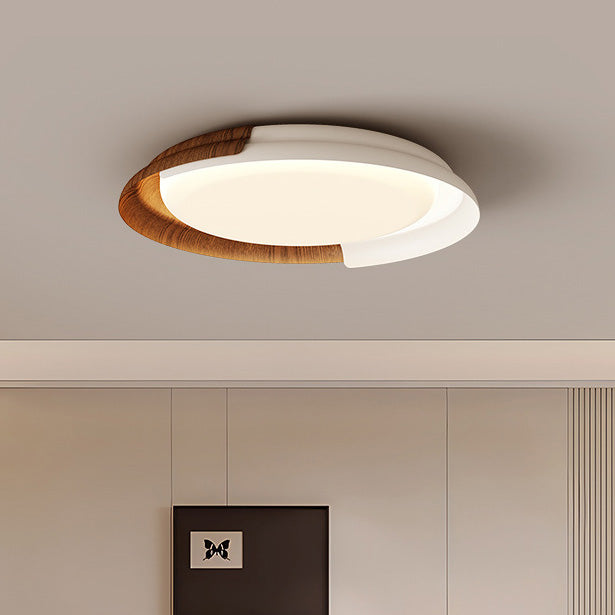Modern Mid-Century Wabi-Sabi Round Iron Acrylic LED Flush Mount Ceiling Light For Bedroom