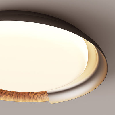 Modern Mid-Century Wabi-Sabi Round Iron Acrylic LED Flush Mount Ceiling Light For Bedroom