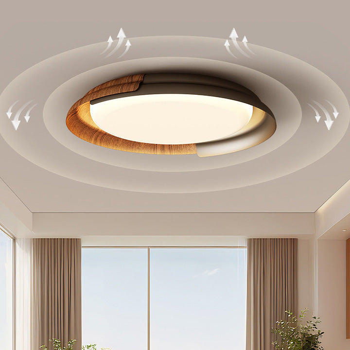 Modern Mid-Century Wabi-Sabi Round Iron Acrylic LED Flush Mount Ceiling Light For Bedroom