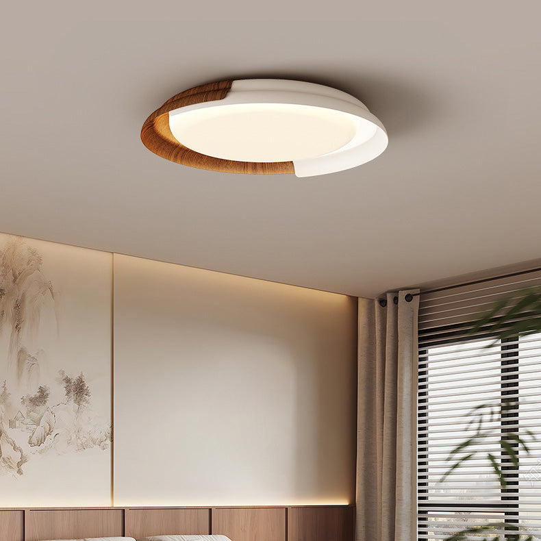 Modern Mid-Century Wabi-Sabi Round Iron Acrylic LED Flush Mount Ceiling Light For Bedroom