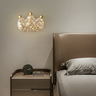 Modern Luxury Cozy Crown Love Copper Resin LED Wall Sconce Lamp For Bedroom