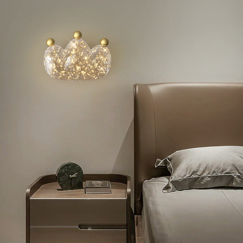 Modern Luxury Cozy Crown Love Copper Resin LED Wall Sconce Lamp For Bedroom