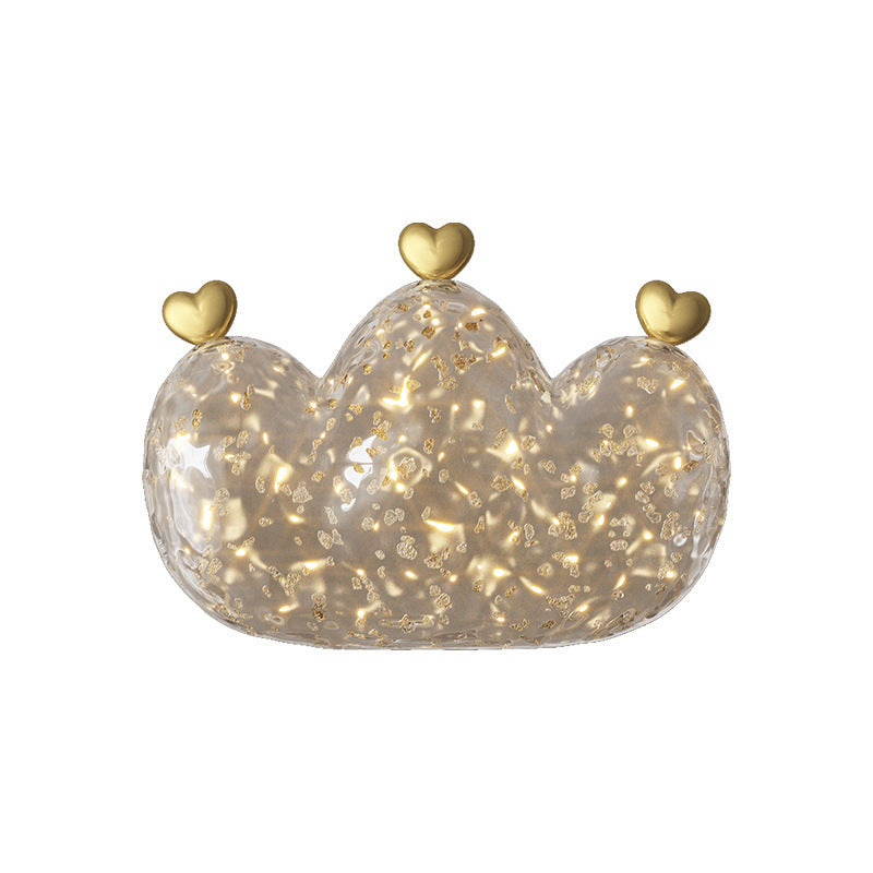 Modern Luxury Cozy Crown Love Copper Resin LED Wall Sconce Lamp For Bedroom