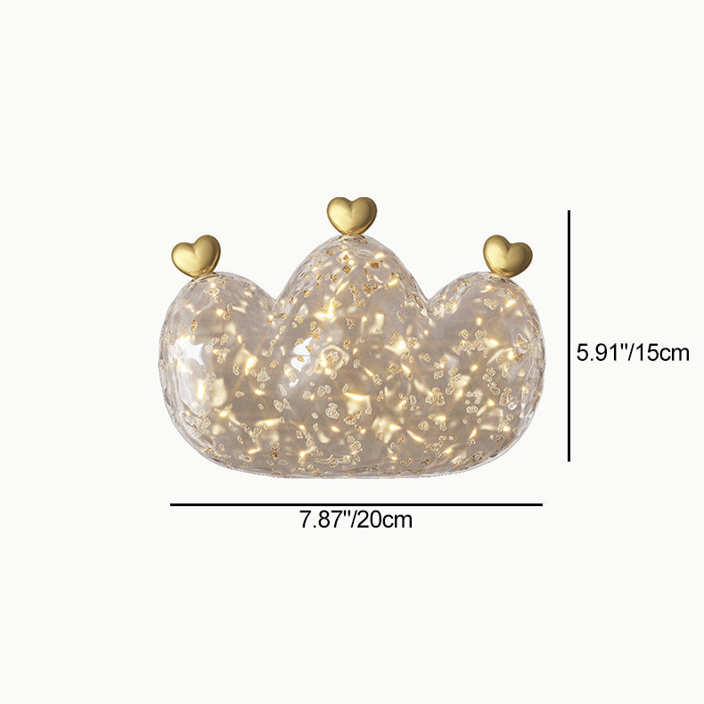 Modern Luxury Cozy Crown Love Copper Resin LED Wall Sconce Lamp For Bedroom
