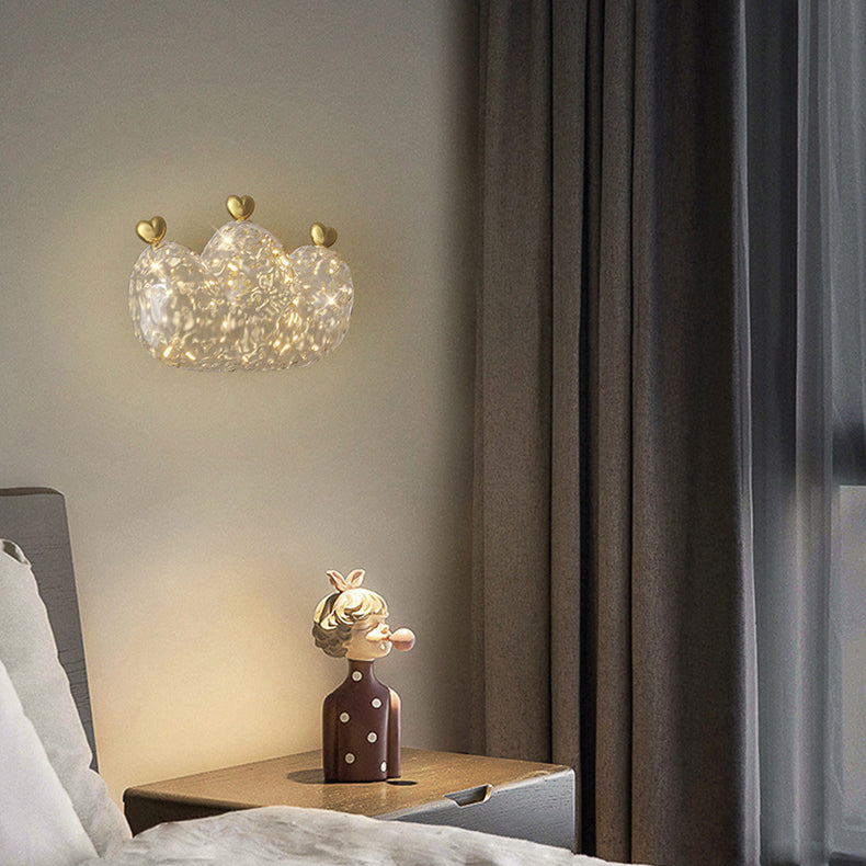 Modern Luxury Cozy Crown Love Copper Resin LED Wall Sconce Lamp For Bedroom