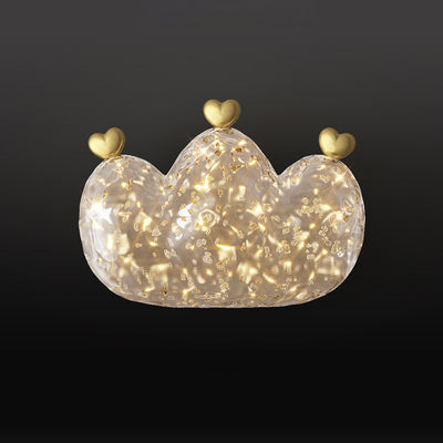 Modern Luxury Cozy Crown Love Copper Resin LED Wall Sconce Lamp For Bedroom