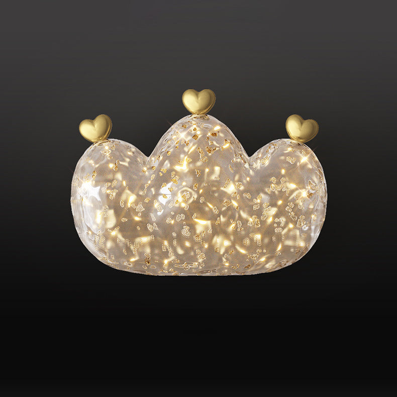Modern Luxury Cozy Crown Love Copper Resin LED Wall Sconce Lamp For Bedroom