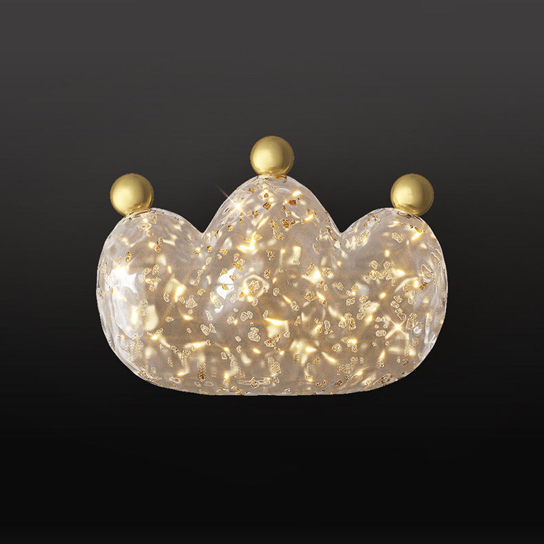 Modern Luxury Cozy Crown Love Copper Resin LED Wall Sconce Lamp For Bedroom