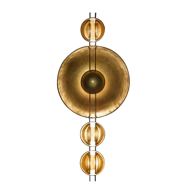 Modern Shabby Chic Round Iron Gold Foil LED Wall Sconce Lamp For Bedroom