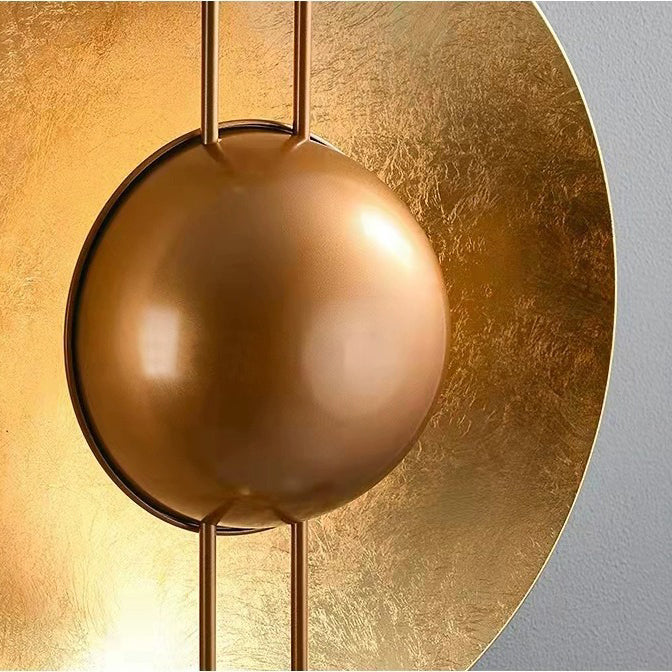 Modern Shabby Chic Round Iron Gold Foil LED Wall Sconce Lamp For Bedroom