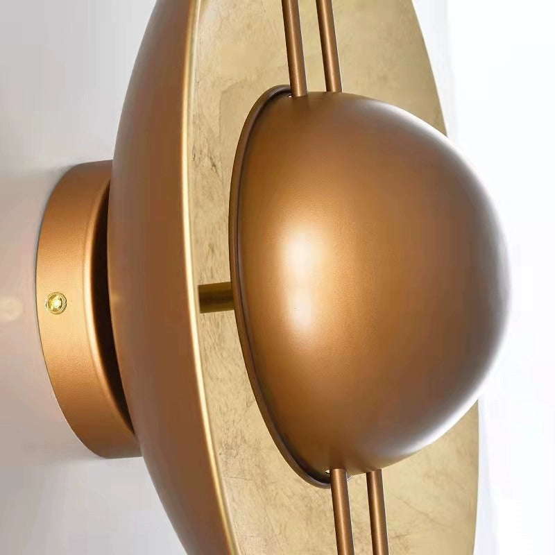 Modern Shabby Chic Round Iron Gold Foil LED Wall Sconce Lamp For Bedroom