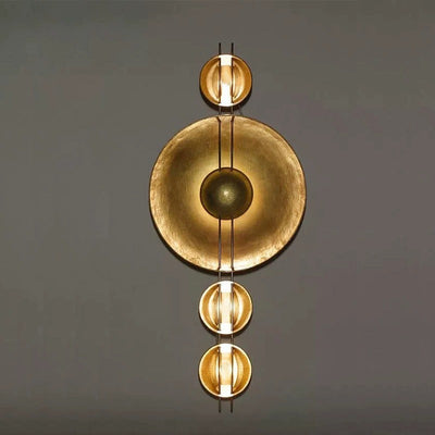 Modern Shabby Chic Round Iron Gold Foil LED Wall Sconce Lamp For Bedroom