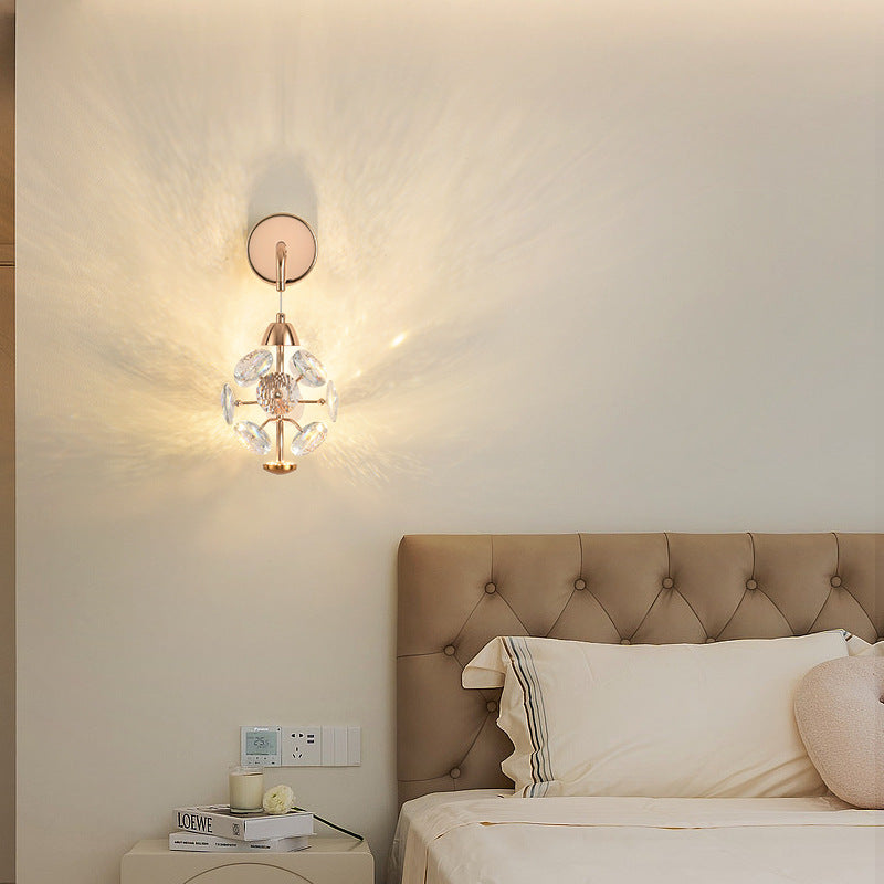 Applique murale moderne en fer avec cristal et LED, luxe élégant, pour salon 