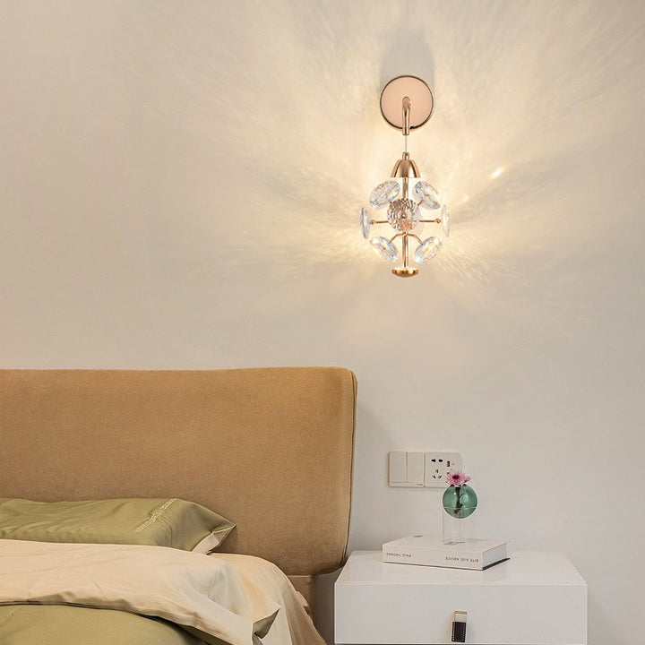 Applique murale moderne en fer avec cristal et LED, luxe élégant, pour salon 