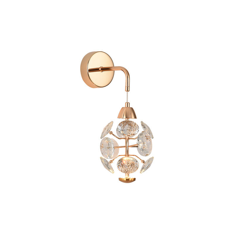 Modern Luxury Elegant Diamond Iron Crystal LED Wall Sconce Lamp For Living Room