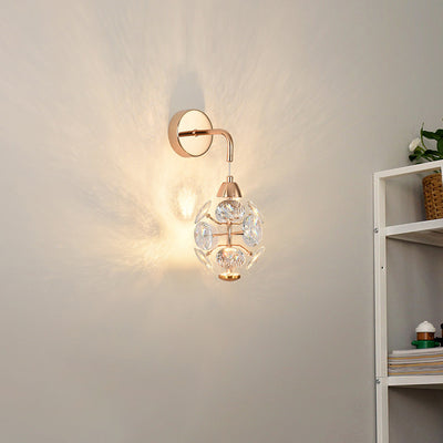 Modern Luxury Elegant Diamond Iron Crystal LED Wall Sconce Lamp For Living Room