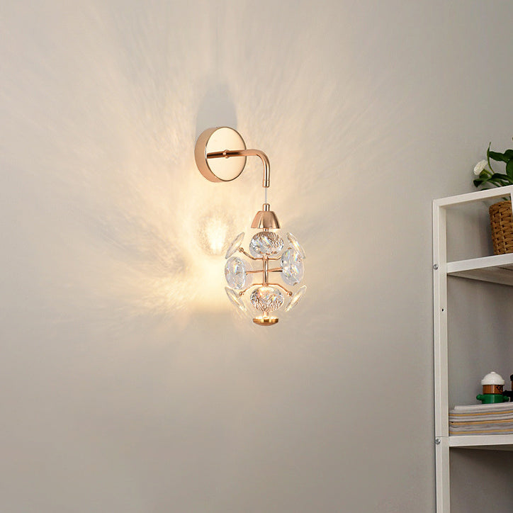 Modern Luxury Elegant Diamond Iron Crystal LED Wall Sconce Lamp For Living Room