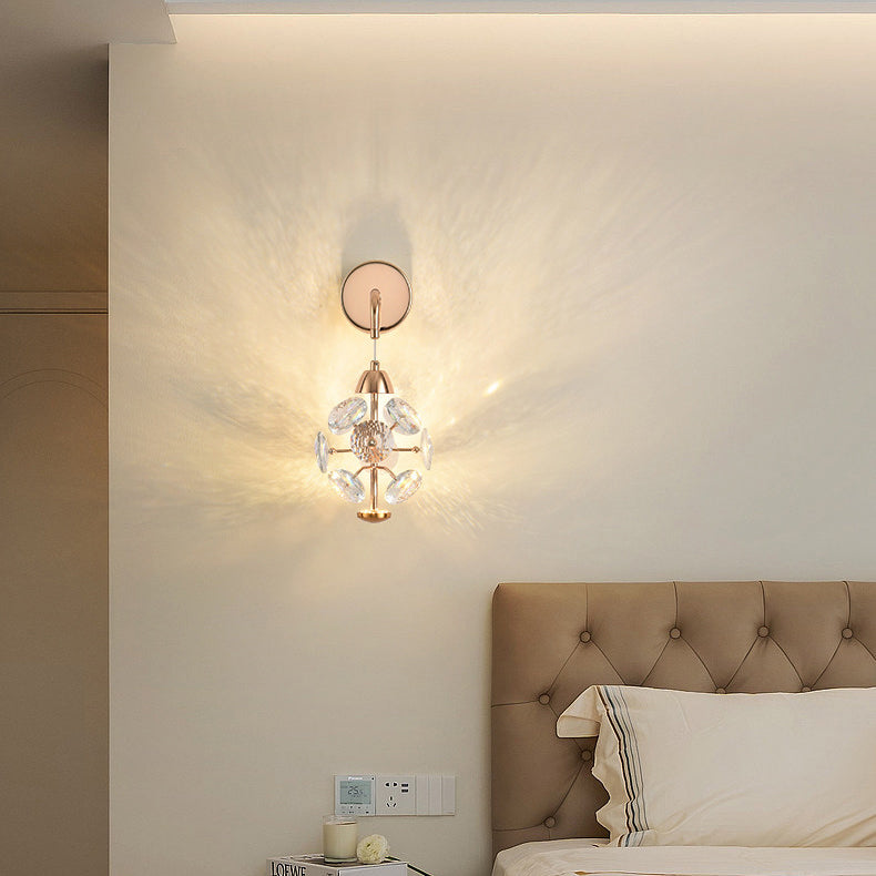 Applique murale moderne en fer avec cristal et LED, luxe élégant, pour salon 