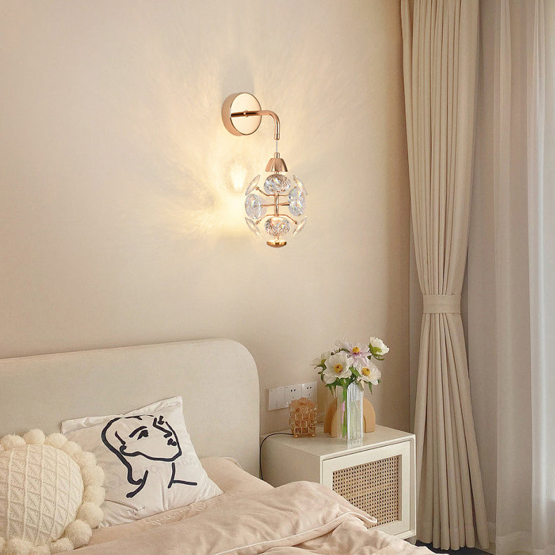 Applique murale moderne en fer avec cristal et LED, luxe élégant, pour salon 