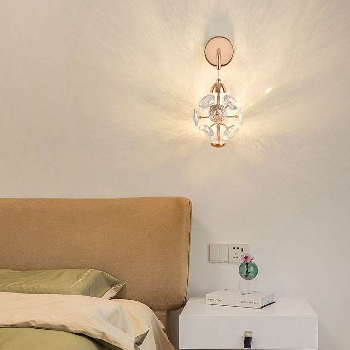 Applique murale moderne en fer avec cristal et LED, luxe élégant, pour salon 