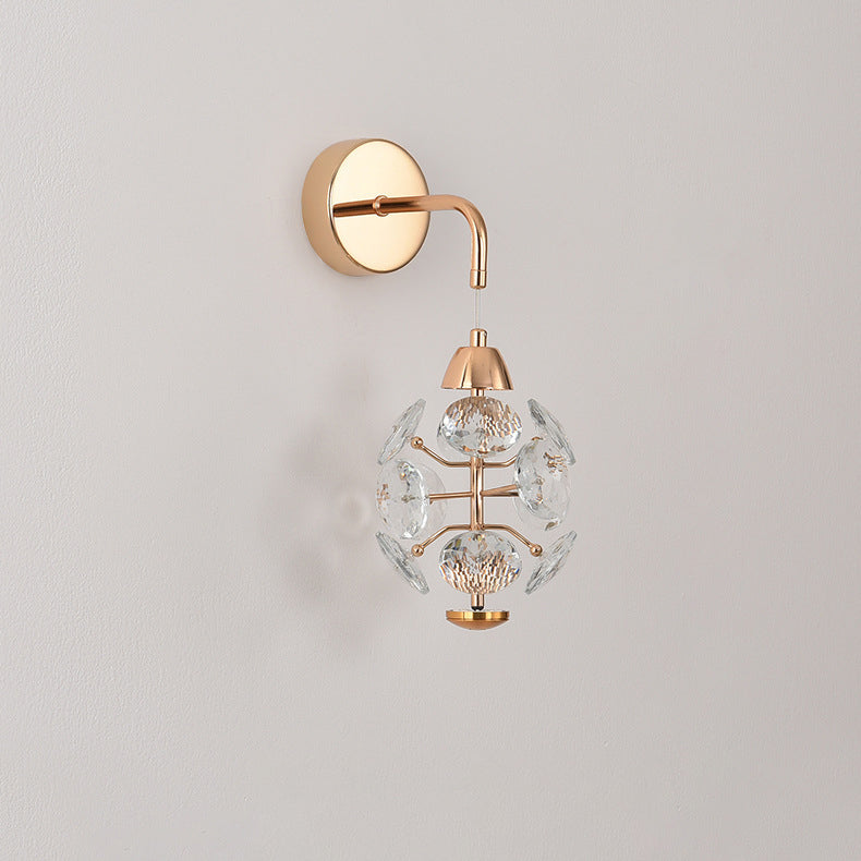 Modern Luxury Elegant Diamond Iron Crystal LED Wall Sconce Lamp For Living Room