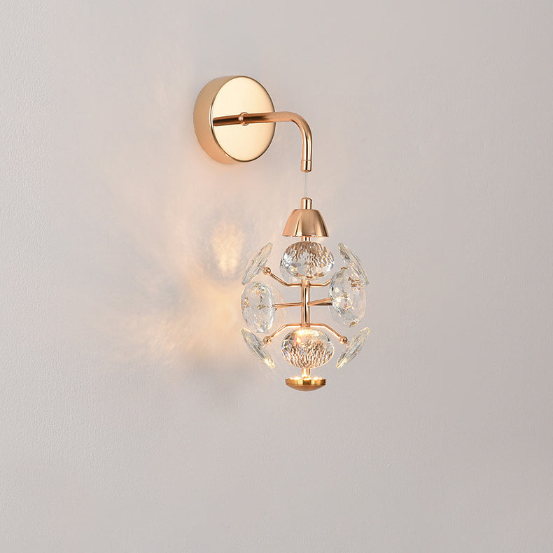 Applique murale moderne en fer avec cristal et LED, luxe élégant, pour salon 