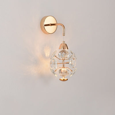 Modern Luxury Elegant Diamond Iron Crystal LED Wall Sconce Lamp For Living Room