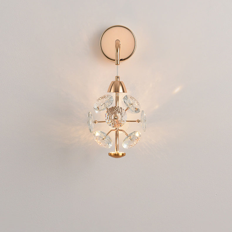Applique murale moderne en fer avec cristal et LED, luxe élégant, pour salon 