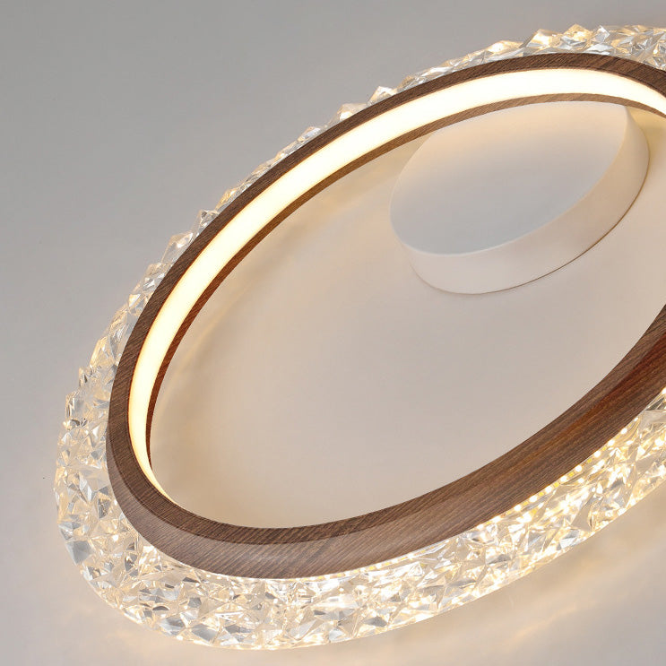Modern Mid-Century Wabi-Sabi Round Crystal Aluminum Iron LED Flush Mount Ceiling Light For Bedroom