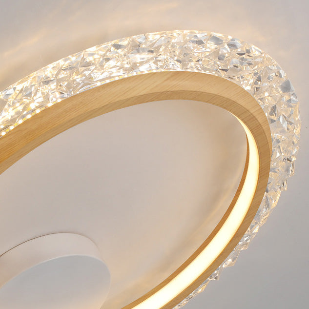 Modern Mid-Century Wabi-Sabi Round Crystal Aluminum Iron LED Flush Mount Ceiling Light For Bedroom
