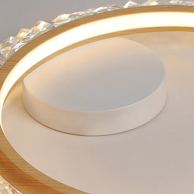 Modern Mid-Century Wabi-Sabi Round Crystal Aluminum Iron LED Flush Mount Ceiling Light For Bedroom