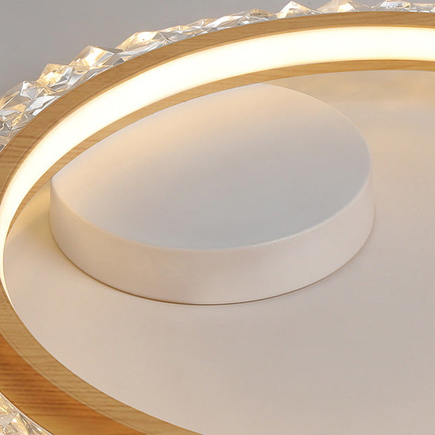 Modern Mid-Century Wabi-Sabi Round Crystal Aluminum Iron LED Flush Mount Ceiling Light For Bedroom