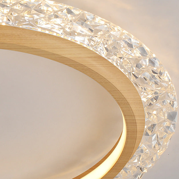 Modern Mid-Century Wabi-Sabi Round Crystal Aluminum Iron LED Flush Mount Ceiling Light For Bedroom