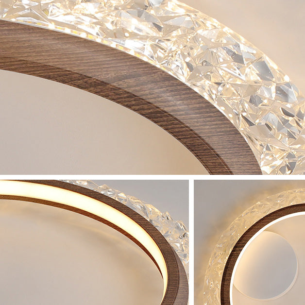Modern Mid-Century Wabi-Sabi Round Crystal Aluminum Iron LED Flush Mount Ceiling Light For Bedroom