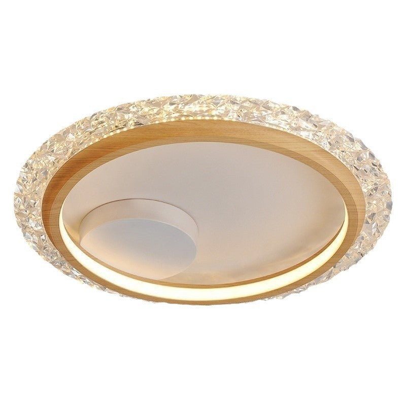 Modern Mid-Century Wabi-Sabi Round Crystal Aluminum Iron LED Flush Mount Ceiling Light For Bedroom