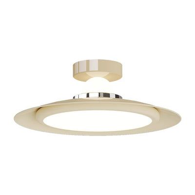 Modern Transitional Cream-Toned Flying Saucer Acrylic Shade Iron LED Semi-Flush Mount Ceiling Light For Bedroom