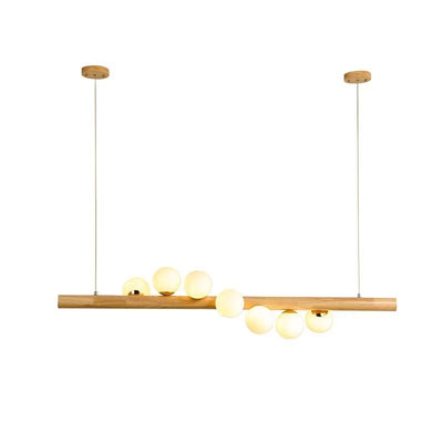 Contemporary Scandinavian Slim Cylinder Base Globe Shade Iron Glass 5/7 Light Chandelier Island Light For Dining Room