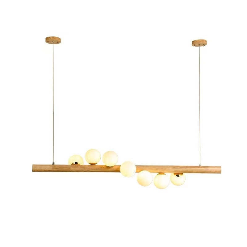 Contemporary Scandinavian Slim Cylinder Base Globe Shade Iron Glass 5/7 Light Chandelier Island Light For Dining Room