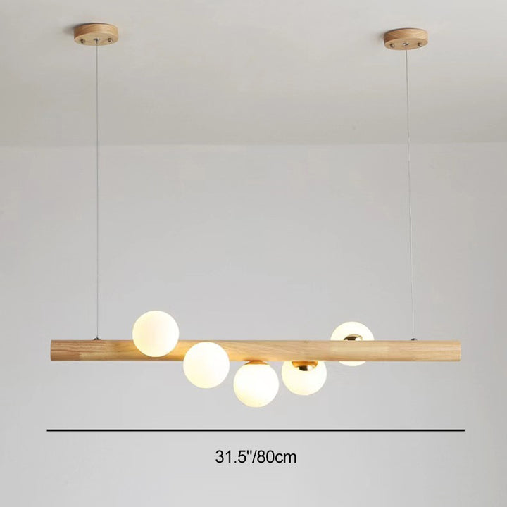 Contemporary Scandinavian Slim Cylinder Base Globe Shade Iron Glass 5/7 Light Chandelier Island Light For Dining Room