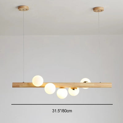 Contemporary Scandinavian Slim Cylinder Base Globe Shade Iron Glass 5/7 Light Chandelier Island Light For Dining Room